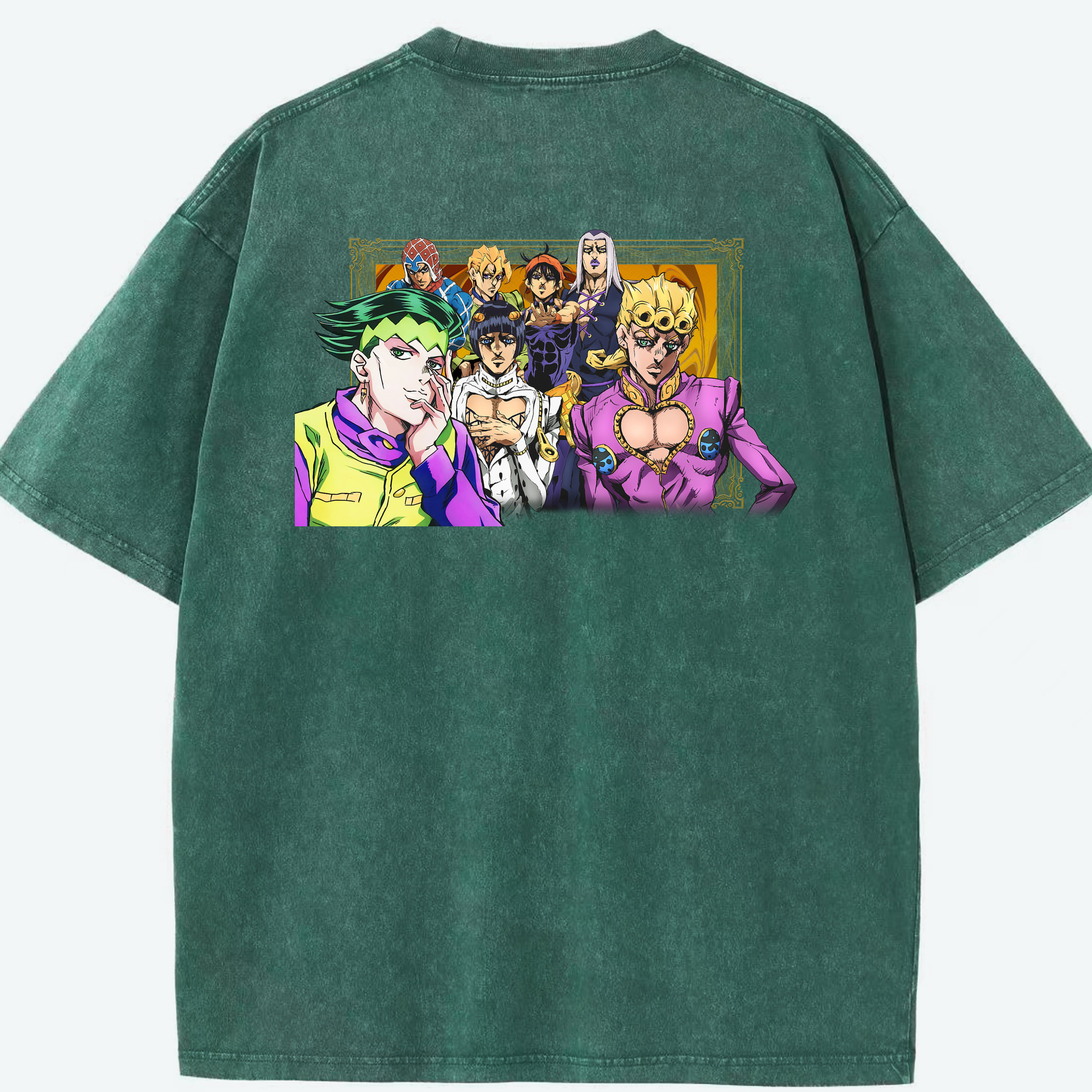 （画像用） ジョジョの奇妙な冒険 ジョルノ?ジョバァーナ JoJo's Bizarre Adventure Giorno Giovanna 綿100% ヴィンテージ風 半袖Tシャツ（背面プリント）